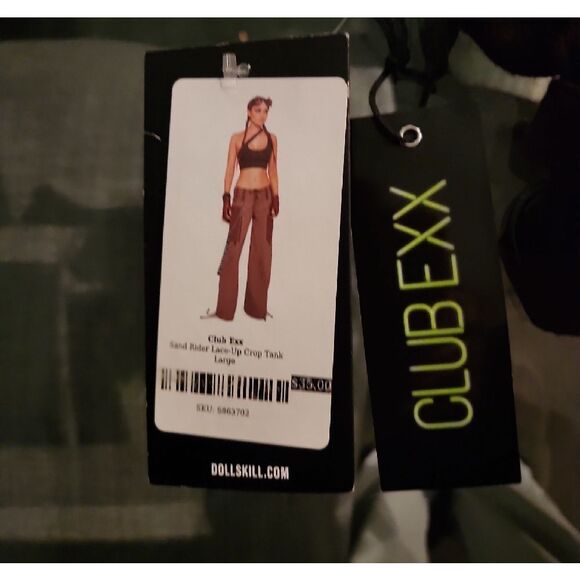 Dolls Kill CLUB EXX Brown Strappy Back Top SIZE L NWT - Picture 5 of 5